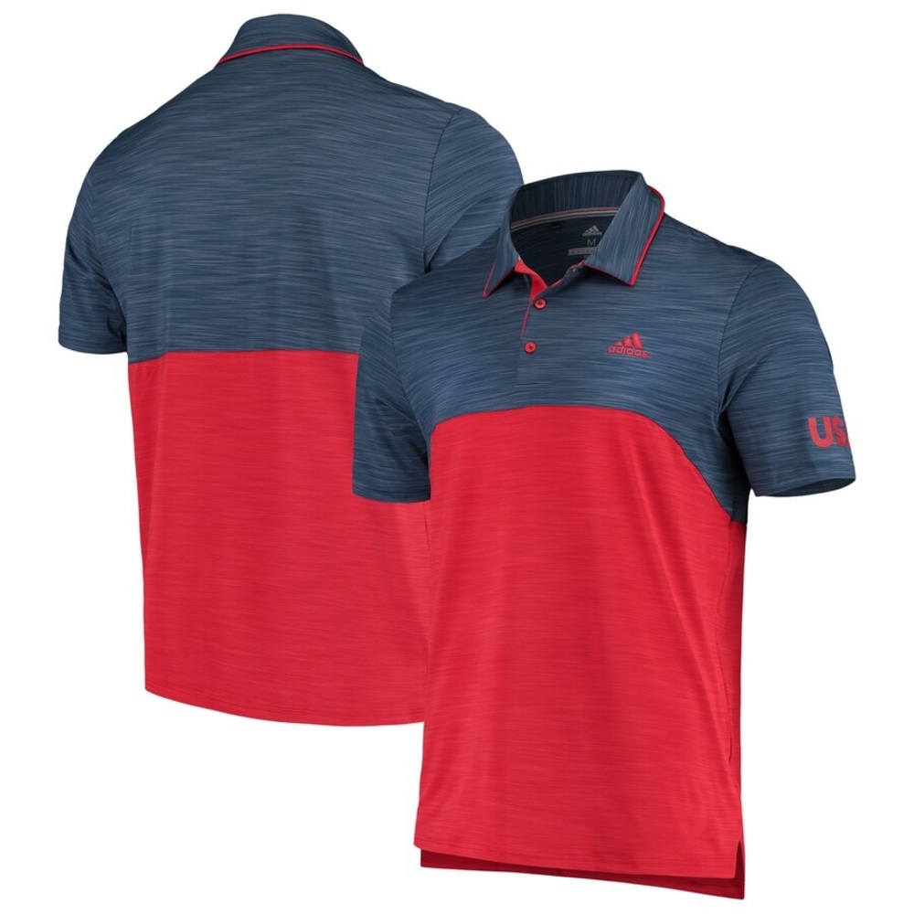 NWT Men's Official USA Golf adidas Heather Royal Ultimate 365 Blocked Golf Polo
